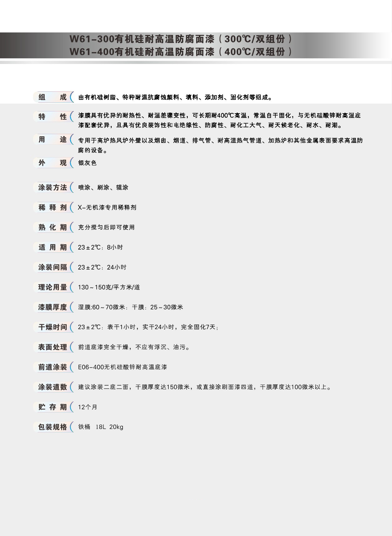 銀粉有機硅耐高溫防腐面漆400℃